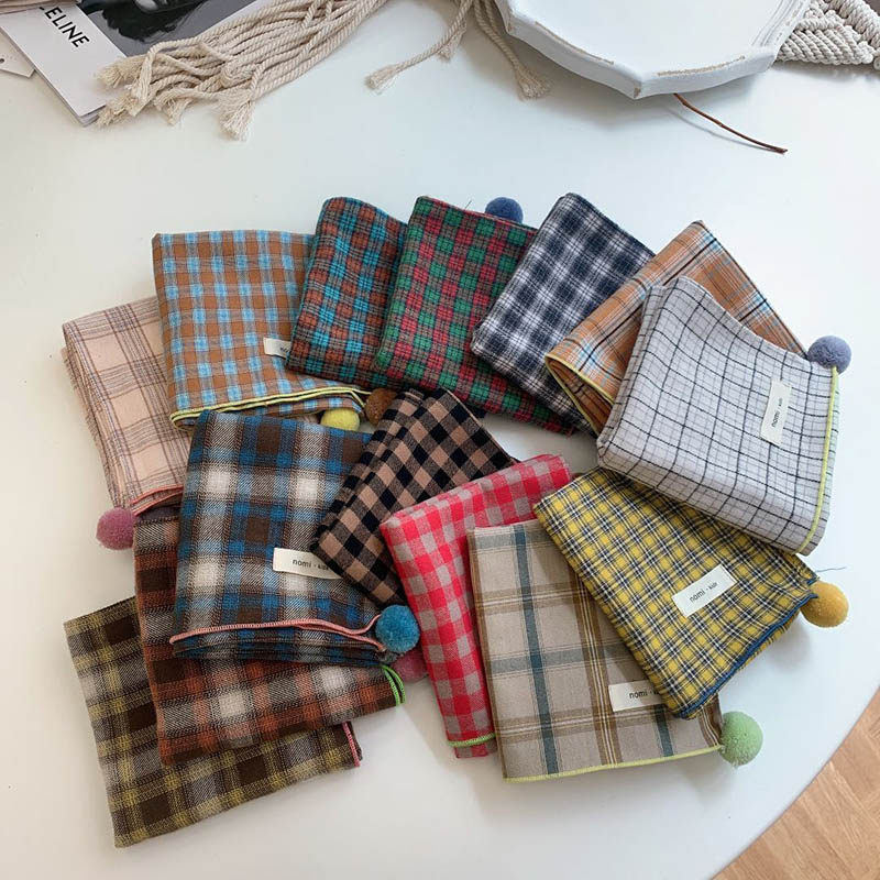 Children's scarf spring and autumn thin windproof warmth boys and girls tartan children wind shield Korean version of the baby bib neck autumn and winter