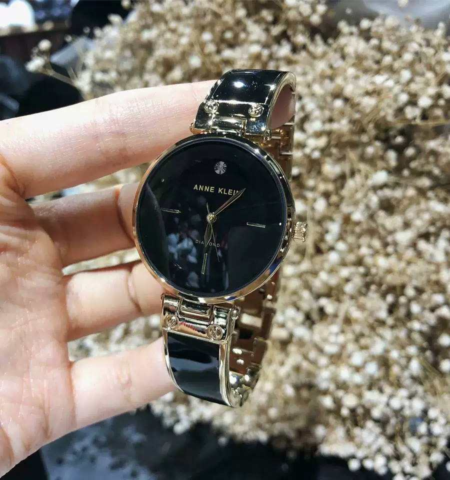 Покупка подлинных часов Anne Klein2512LPGB с браслетом из черного золота и бриллиантов, женские часы 1414bkgb