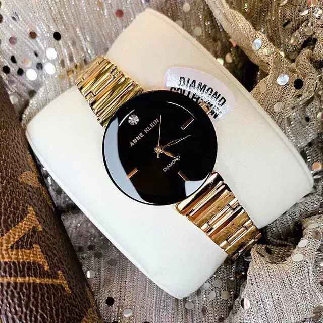 Покупка подлинных часов Anne Klein2512LPGB с браслетом из черного золота и бриллиантов, женские часы 1414bkgb