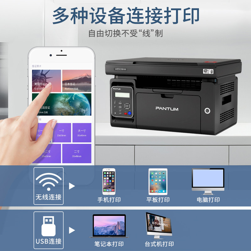 Pantum M6509Nw Printer Black and White Laser Wireless All-In-One Machine for Copying, Commercial and Home Use, Small Office A4 Paper