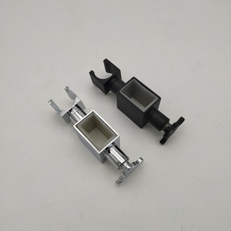 Dressing room square bathing pole fixed seat black zinc alloy lifting seat holder with adjustable shower head