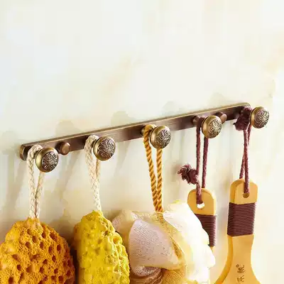 Antique pure copper clothes hook row hook Diamond style hook European retro clothes hook single hook carved row hook towel hanging clothes hook