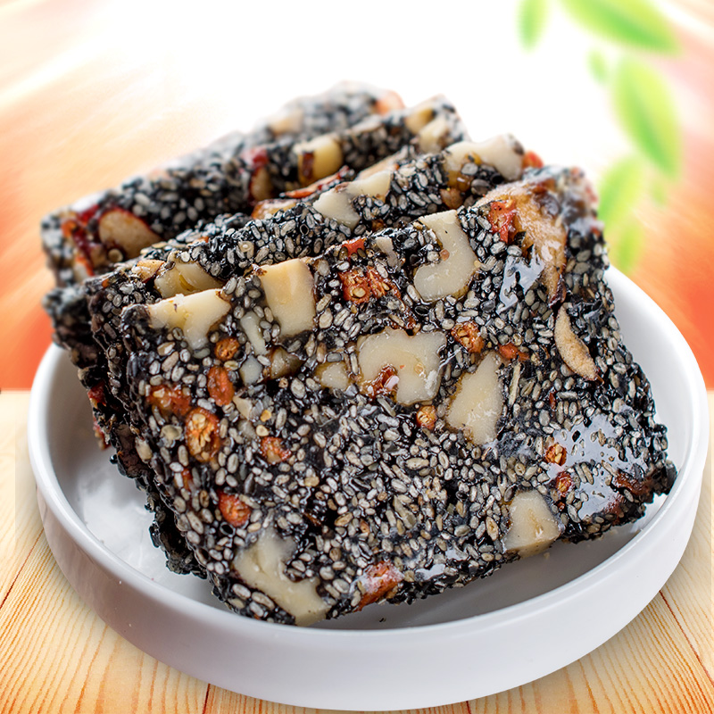Black sesame red jujube walnut kernel medlar nutrition cake cream pure hand cut cake 500g snack malt brown sugar cake