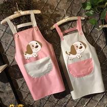 Pink apron women cute sweet princess dream Korean fashion overalls nail art beauty flower shop special waterproof