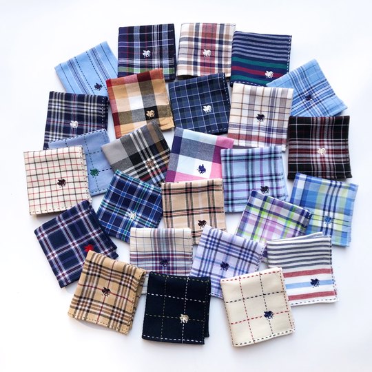 出口日本经典款式刺绣纯棉毛圈柔软口袋男士面巾毛巾方巾手帕