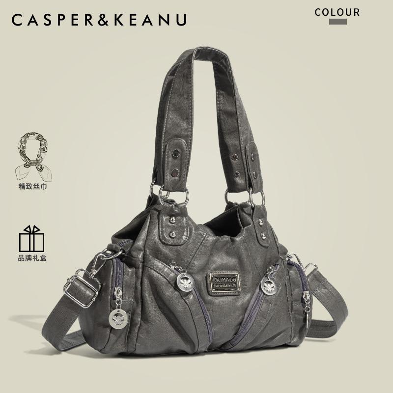 CASPER&KEANU, женская мотоциклетная сумка с американскими заклепками, новинка 2025 года, в стиле панк, для горячих девушек, ретро, сумка-мессенджер на одно плечо