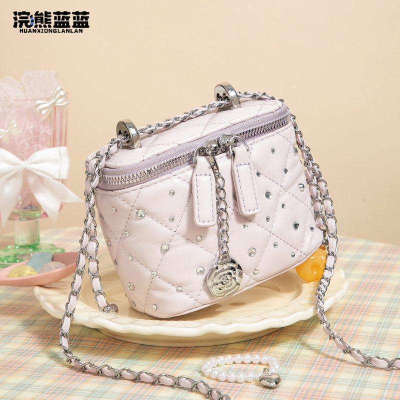 Raccoon Blue French Style Small Chanel-Style Quilted Box Bag for Women 2026 New Chain Versatile Mini Shoulder Crossbody Bag