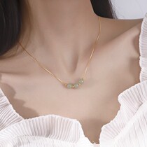 Chow Tai Fook Huanmei Series S925 Silver Necklace Hetian Jade Transfer Bead Pendant Light Luxury Set Chain Lettering Birthday Gift