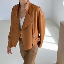 Leather clothes 2021 new female short Locomotive Imported Genuine Leather Sheep Leather Leather Jacket Spring Autumn Easy Brown Small