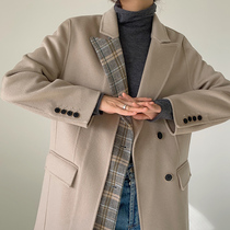 2021 new fur coats womens double face in large coat with long high-end cashmere splicing 100 hitched little subs