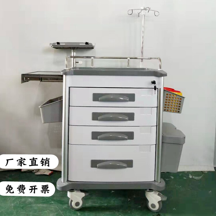 Factory direct sales of new ABS rescue car aluminum alloy treatment car difficult airway cart four-layer emergency cart