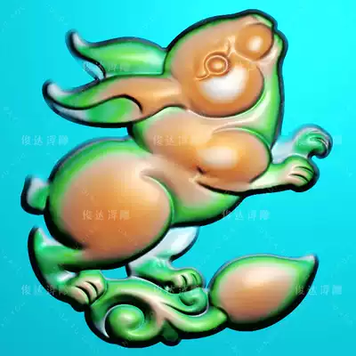 TZ080 little rabbit little white rabbit zodiac rabbit brand Jade carving figure relief figure wood carving figure fine carving figure jdp