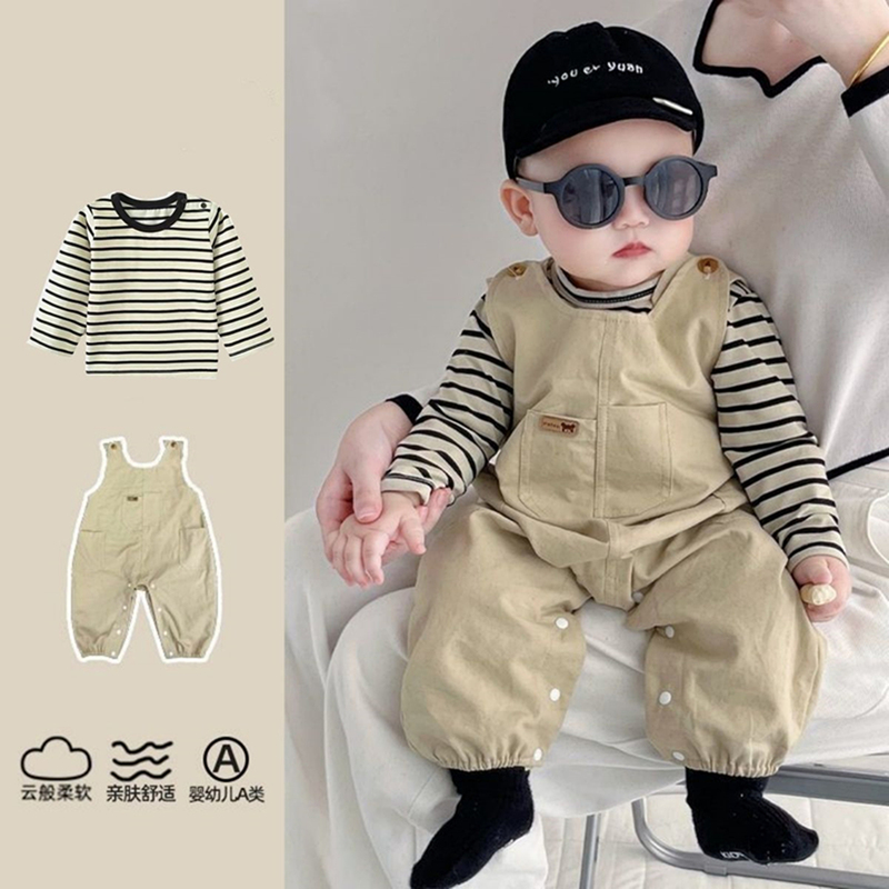 Baby Clothes, Spring and Autum Clothing, Stripesd Overalls, Going Out Clothes, Stylish Jumpsuits, Autum Two-Piece Suits for Boys and Girls