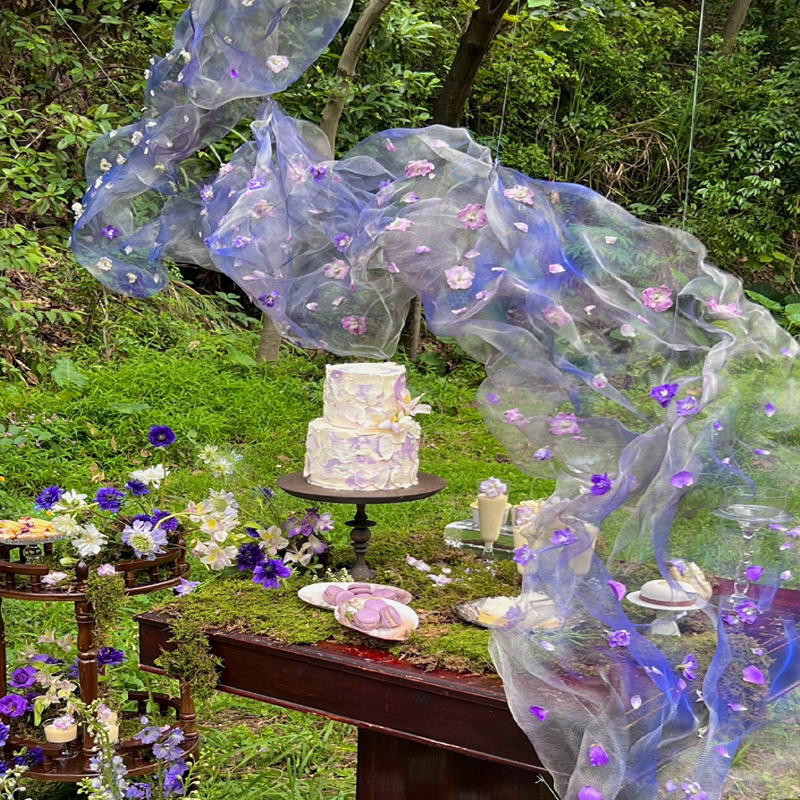 Cloud-Like Mesh Decoration Materials for Scene Setup, Suspended Flower Waterfall, Coffee Shop Window and Storefront Decoration, Floral Art Display