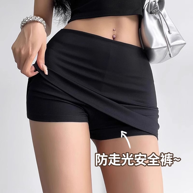 American-Style Spicy Girl Sports Short Skirt for Women, Summer 2025 New Black Bodycon Skirt, Tight Low-Waist Yoga Skirt Pants