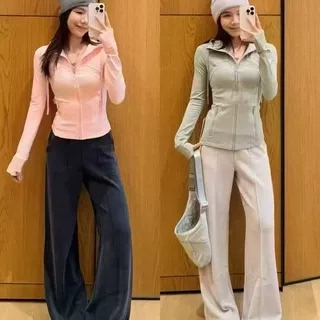 Stand Collar/Hooded Long-Sleeved Jacket, Slim-Fitting, Zipper Running Yoga Jacket