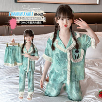 Girls pajamas autumn and winter 2024 new medium and large childrens flannel childrens home clothes boys and girls coral velvet winter