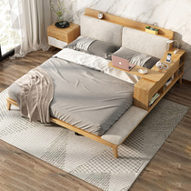 Nordic double bed solid wood bed 1 8 M master bed modern minimalist tatami bed 1 5 ash wood storage bed