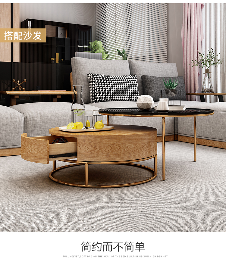 Ánh sáng Bắc Âu sang trọng bàn cà phê phòng khách đồ nội thất kính cường lực kính tròn bàn cà phê đơn giản hiện đại bàn trà căn hộ nhỏ - Bàn trà bàn trà sofa mặt đá