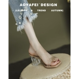 Сандалии, летняя обувь, слайдеры на высоком каблуке, тапочки, 2025 года