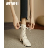 Martens, высокие демисезонные универсальные короткие сапоги, из натуральной кожи