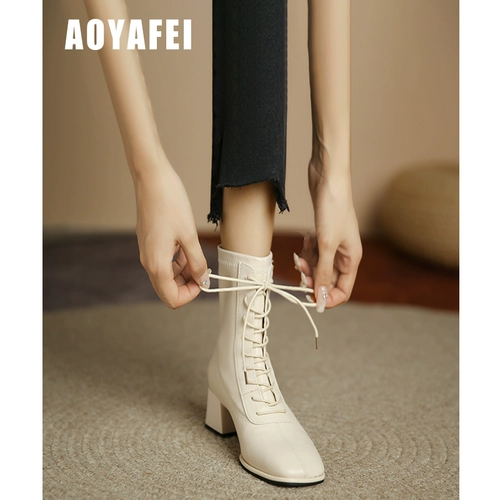 Martens, высокие демисезонные универсальные короткие сапоги, из натуральной кожи