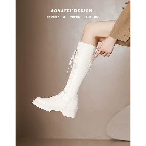 Демисезонные эластичные длинные высокие сапоги на платформе, коллекция 2022