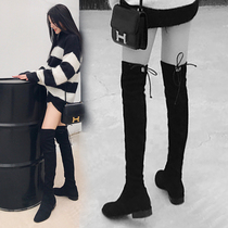 Autumn and winter over-the-knee boots womens thin leg stretch boots flat high tube long tube womens boots increased 5050 over-the-knee boots