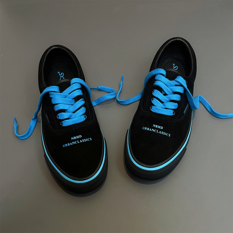 Nbhd Collaboration Ftmd Little Kid New Full Suede Blue-Black Unisex Sneakers Retro Suede Casual Shoes