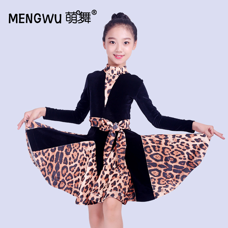 Latin dance costumes children girls autumn winter new Latin practice suits children to perform in Latin dance dress competition