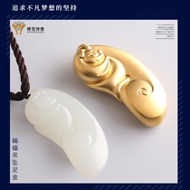Cast Treasure Transfer 999 foot gold solid bat Ruyi pendant 18K gold to hang the play piece for long life rich and customized