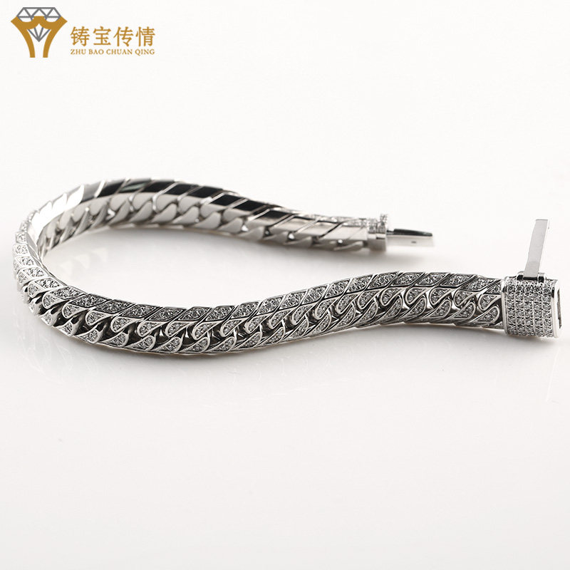 Foundry Love pt950 Platinum Cuban Chain Male Horse Whip Hand Refining Diamond Tank Chain Women 18k Kinsume Chain Universal Chain