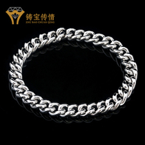 Cast Treasure Transfer pt950 Platinum Horse Whip Chain Men Wide Booking 18K Platinum Brief Platinum Brief Bracelet Overbearing Coarse Chain