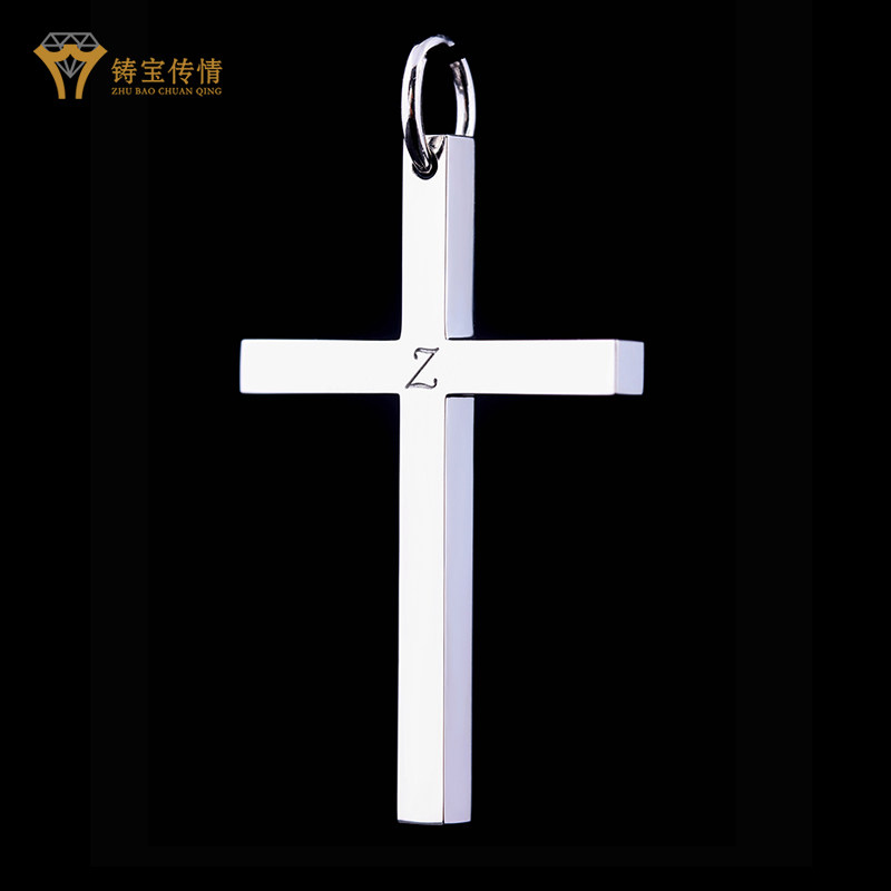 Zhubao teaser pt950 platinum cross pendant male 18K white gold pendant single pendant without chain female pendant