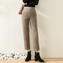 Autumn winter gross 90% straight drum pants women cashmere casual pants thickened warm western clothing pants high waist display slim smoke pipe pants