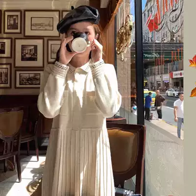 Long version of sweater skirt with coat in autumn and winter over knee temperament medium long version of base skirt autumn and winter with knitted dress