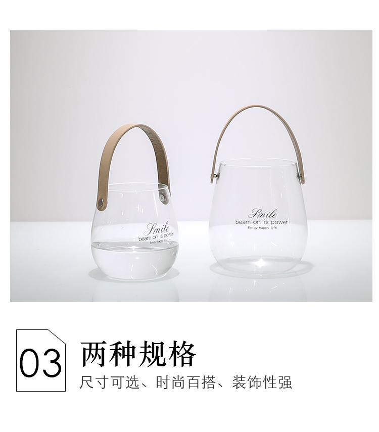 Giỏ hoa nấm thủy tinh châu Âu bình nhỏ vành đai tay cầm chậu hoa nhỏ hoa tươi trang trí hoa nghệ thuật - Vase / Bồn hoa & Kệ chậu nhựa dài trồng cây