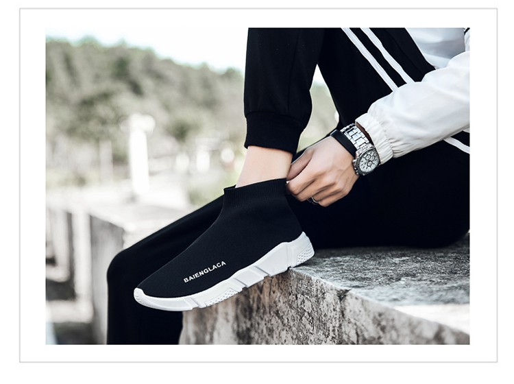 2018 mới vớ đàn hồi giày cao để giúp đáy dày bay dệt giày đáy mềm thoáng khí thể thao vài dệt kim vớ vải khởi động giày thể thao nam sneaker