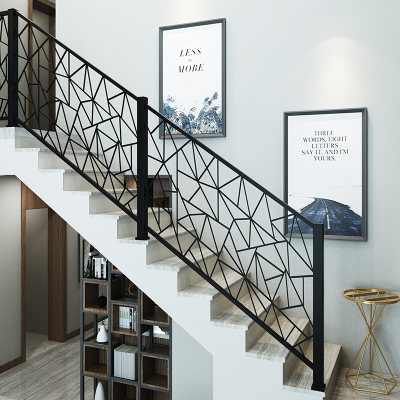 Custom wrought iron stair handrail solid wood balcony guardrail attic simple modern decoration corridor railing indoor fence