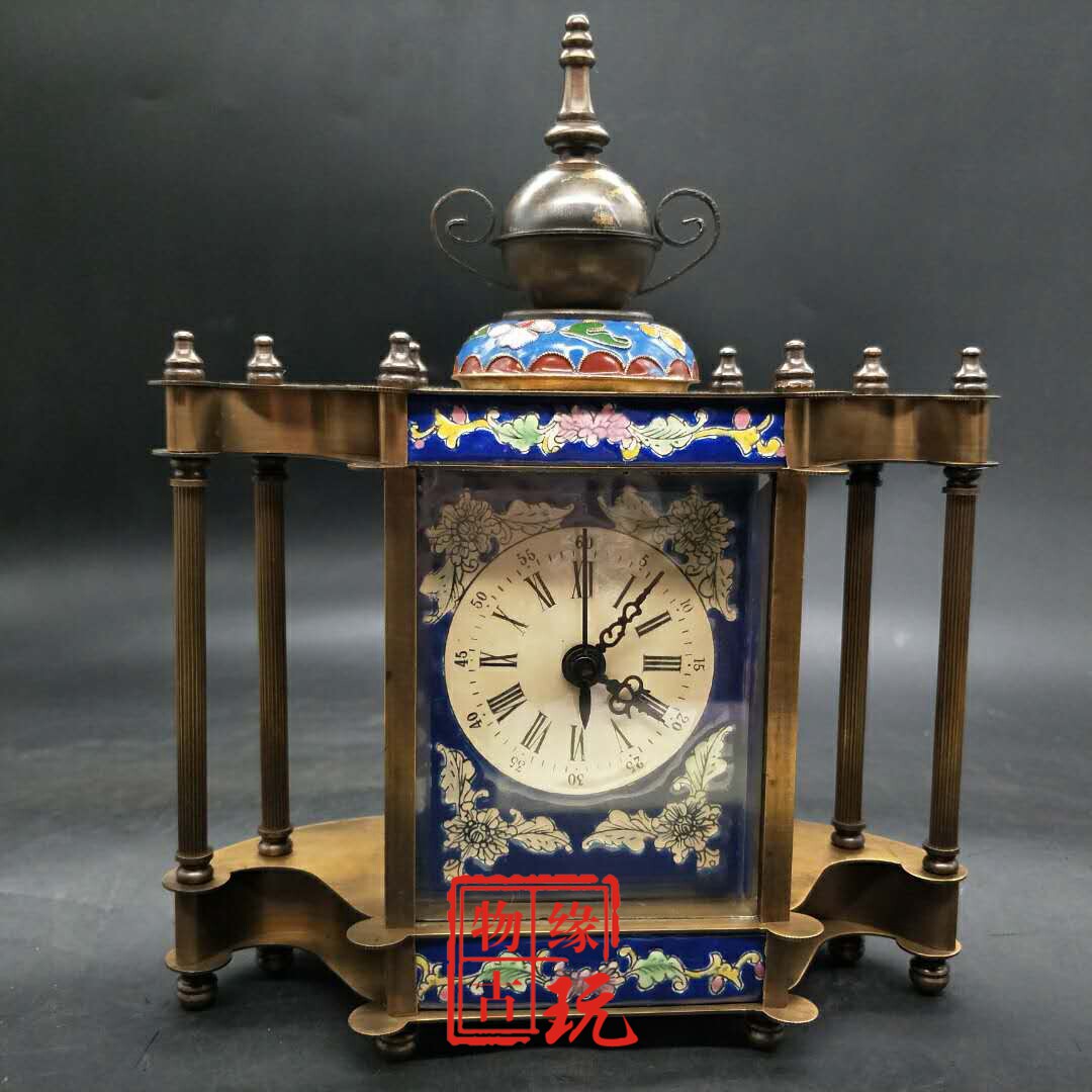 Ancient Play Miscellaneous Collection Antique Copper Scenic Tai Blue Old Mechanical Watch Europa Watch Little Clock Household