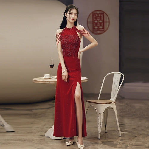 Бордовое цветное элитное вечернее платье, юбка, коллекция 2022