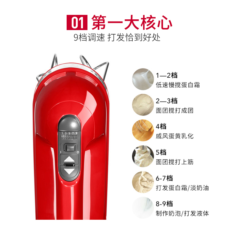 KitchenAid 9212C máy đánh trứng điện nhập khẩu hộ gia đình nhỏ chín tốc độ nướng kem trộn - Máy trộn điện máy đánh trứng royalstar