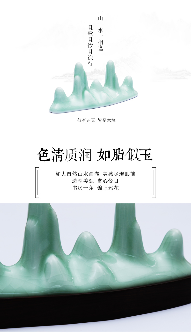 Every day to practice your up ceramic pen Japanese creative vintage pen mountain jade peak four treasures of the study of jingdezhen ceramic ice crack brush calligraphy painting can paperweight "four gift items furnishing articles paper weight