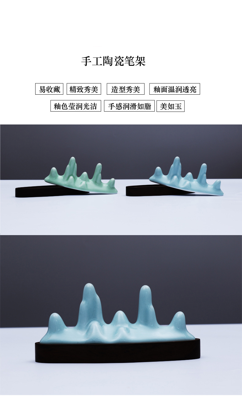 Every day to practice your up ceramic pen Japanese creative vintage pen mountain jade peak four treasures of the study of jingdezhen ceramic ice crack brush calligraphy painting can paperweight "four gift items furnishing articles paper weight