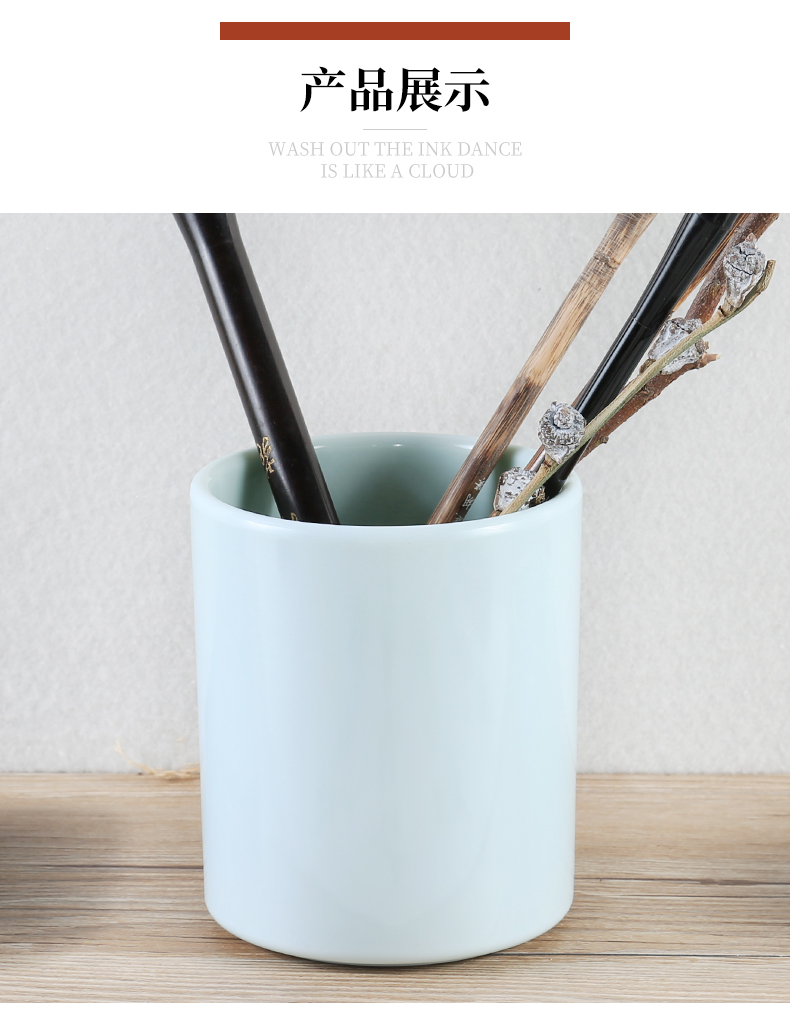 Practice everyday imitation jade brush brush pot creative fashion a lovely office supplies stationery receive tube literary move contracted from office desktop imitation ceramic decoration pen barrels furnishing articles