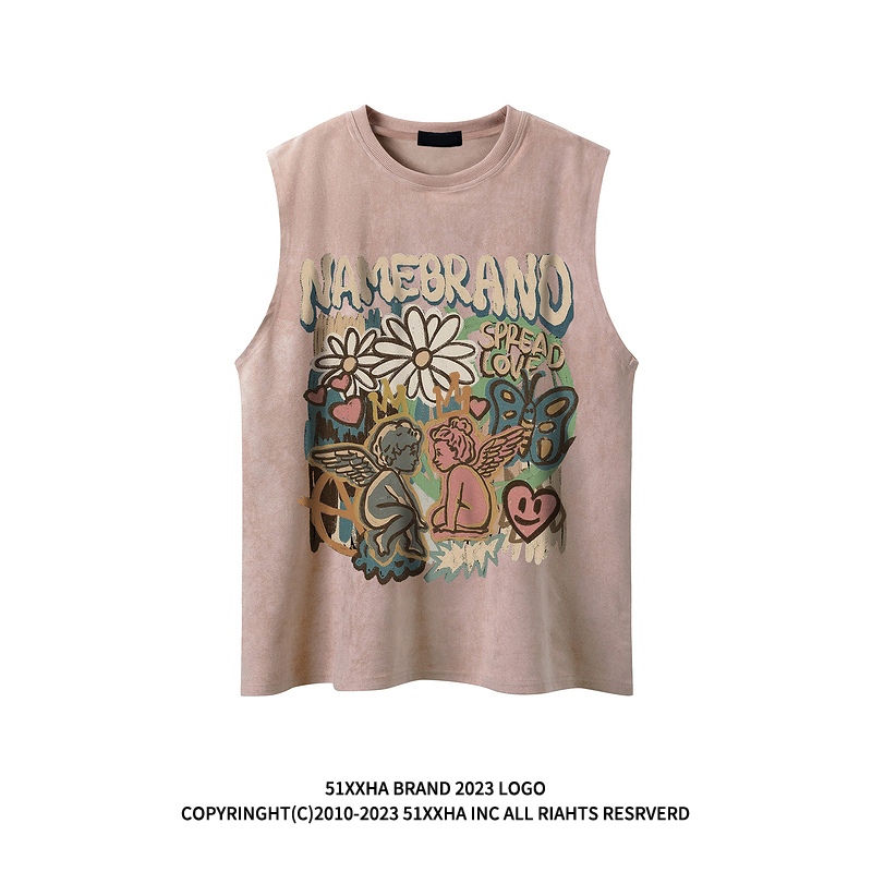 Shanyu Shanyu Retro Dopamine Fun Print Couple's Vest Unisex Summer American Style Sports No Sleeves