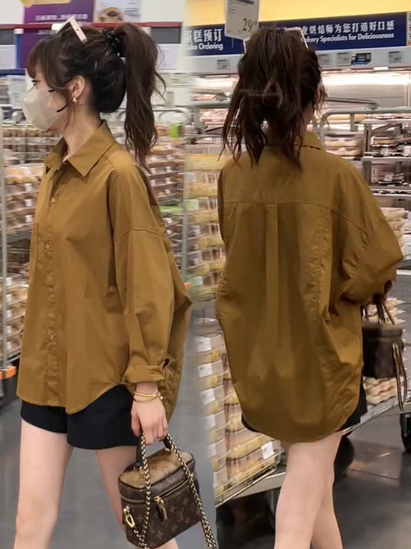 Simple Solid Color Shirt for Women, Casual and Versatile, 2026 Spring and Autumn New Style, Long-Sleeved, Loose Fit, Slimming Design, Trendy Shirt