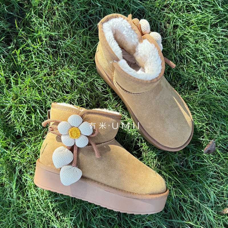 Melaad Ugg Snow Boots with Animal Plush Decorations, Ins-Style Doll Toe Slippers, Birkenstock-Style Shoes, DIY Shoe Buckles