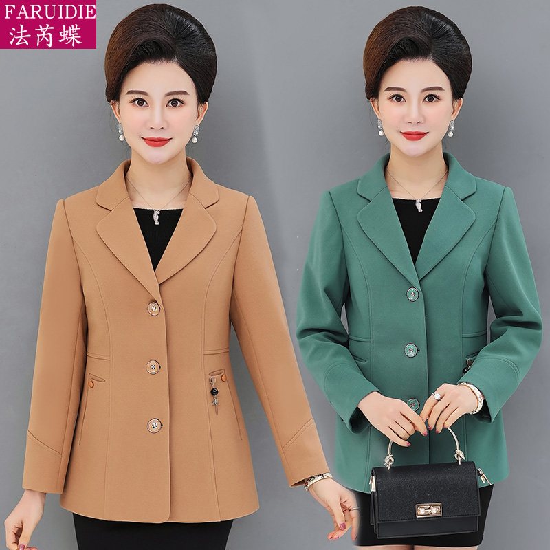 Mom's small suit 2023 Spring Clothing New Women's coat middle - aged women's coat gas is thin 3 button suit