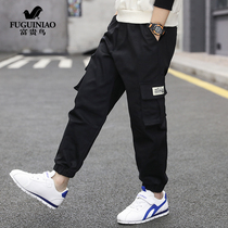 2022 new boy pants 2021 spring autumn new CUHK Tong Casual Work Pants Foreign Air Long Pants Bunches Pure Cotton